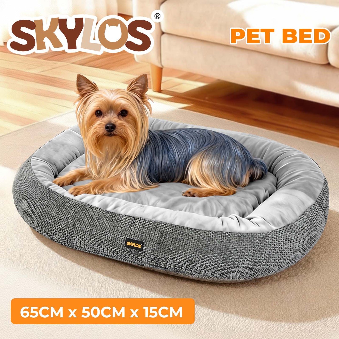 Skylos Pet Bed Washable Plush Orthopedic Soft Non Slip Mat Indoor Pet Cushion S