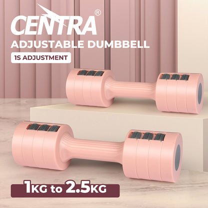 Centra Pair Dumbbells  Fast Adjustable 1KG-2.5KG With Metal Weight Pink