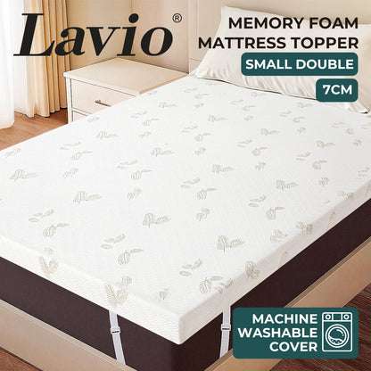 Lavio Mattress Topper Memory Foam Small Double Dual Layer 7cm Pressure Relief