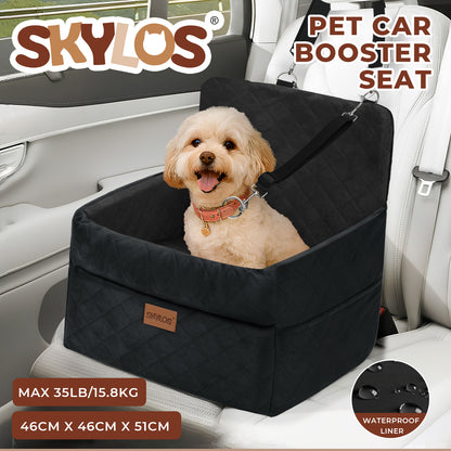 Skylos Dog Booster Car Seat Cosy Cats Pet Travel Bed with Safety Leash Black
