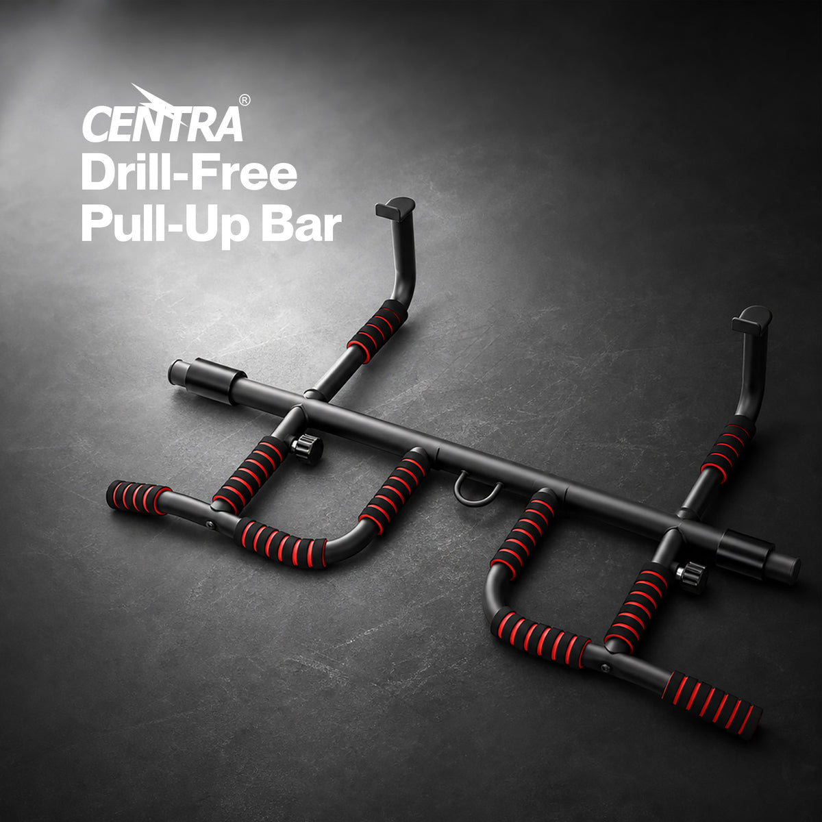 Centra Pull Up Bar Doorway No Drill 200kg Heavy Duty Carbon Steel for Home Black
