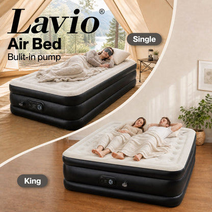 Lavio Air Mattress Built in Pump King Single Size High Raised Inflatable Air Bed
