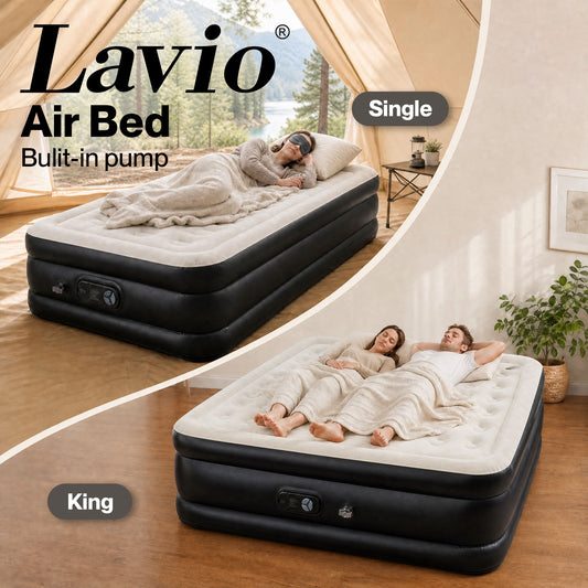 Lavio Air Mattress Built in Pump King Single Size High Raised Inflatable Air Bed