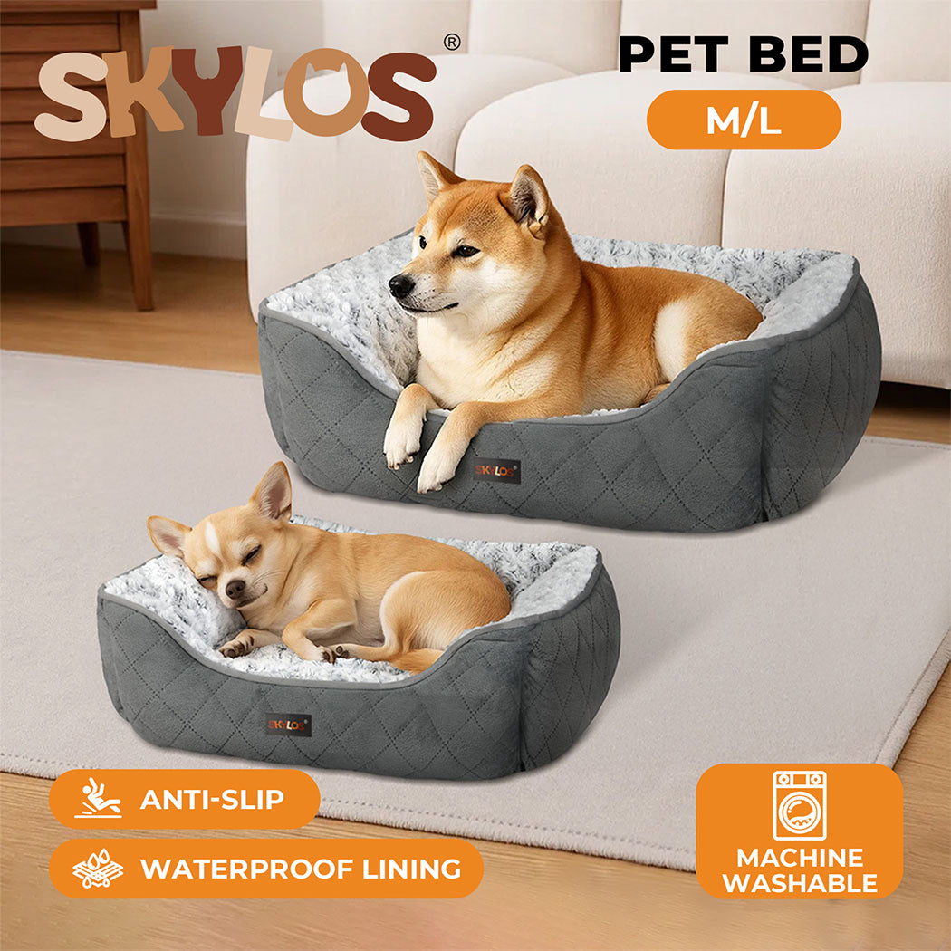 Skylos Large Dog Calming Bed Pet Puppy Fluffy Plush Cushion Waterproof  Washable
