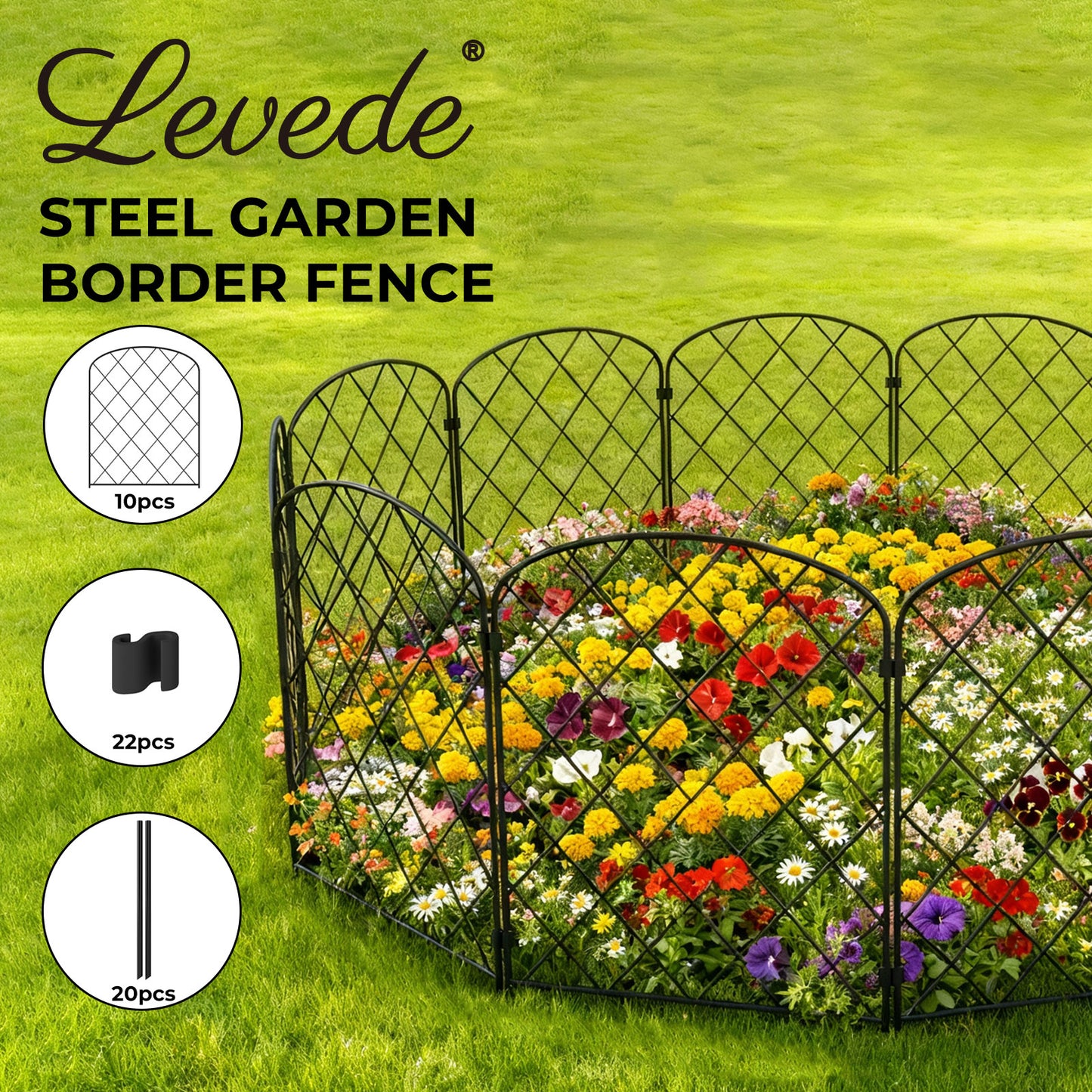 Levede 10 Pack Animal Barrier Metal Decorative Garden Fence Pet Border Outdoor
