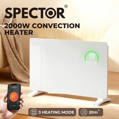 Spector Electric Panel Heater 2000W Radiator Wall Mounted Freestanding White
