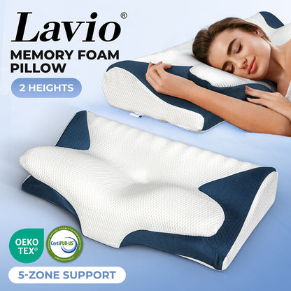 Lavio Cervical Contour Memory Foam Pillow Side Sleeper for Neck Pain Relief