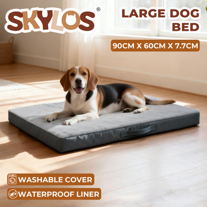 SKYLOS Washable Dog Bed Waterproof Plush Non-Slip Pet Mattress for Medium Dogs