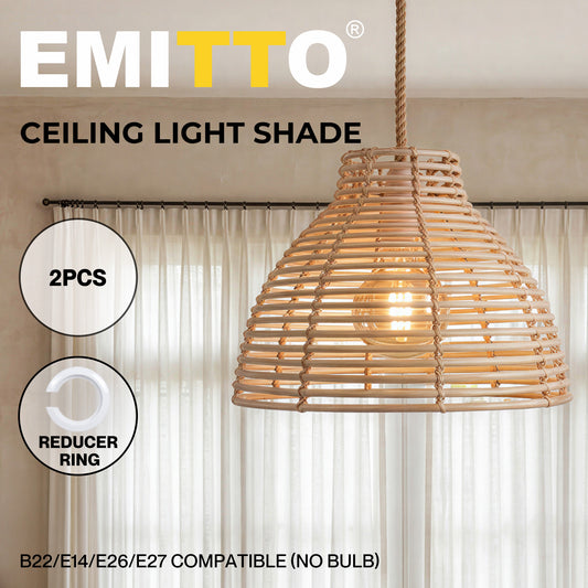 Emitto Ceiling Light Shade Wicker Basket Style Plastic Lampshade Pendant  2PCS