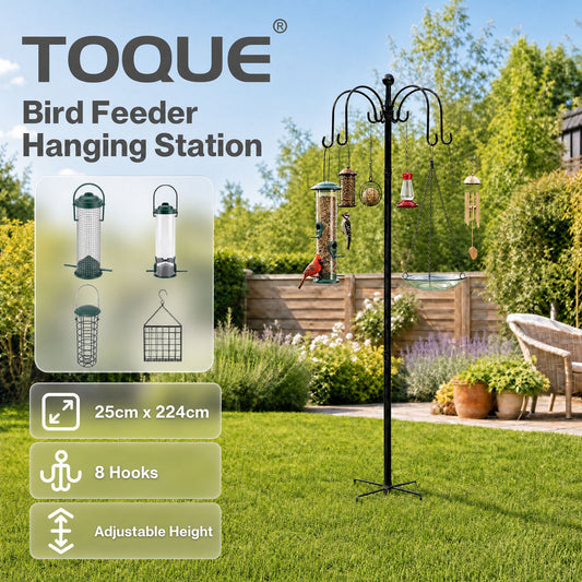 TOQUE Complete Bird Feeding Station 4 Feeders Outdoor Garden Wild Birds Feeder