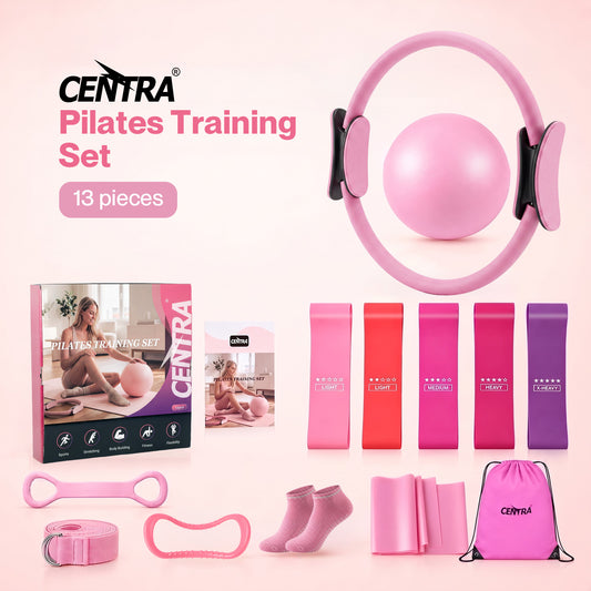 Centra Pilates Kit 13Pc All In One Set with Ring Ball Bands Home Workout Pink