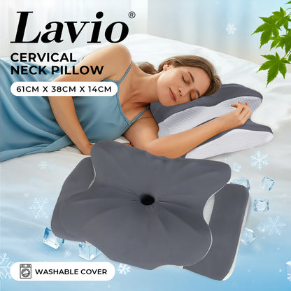 Lavio Ergonomic Butterfly Neck Pillow for Side Back Stomach Sleepers Washable