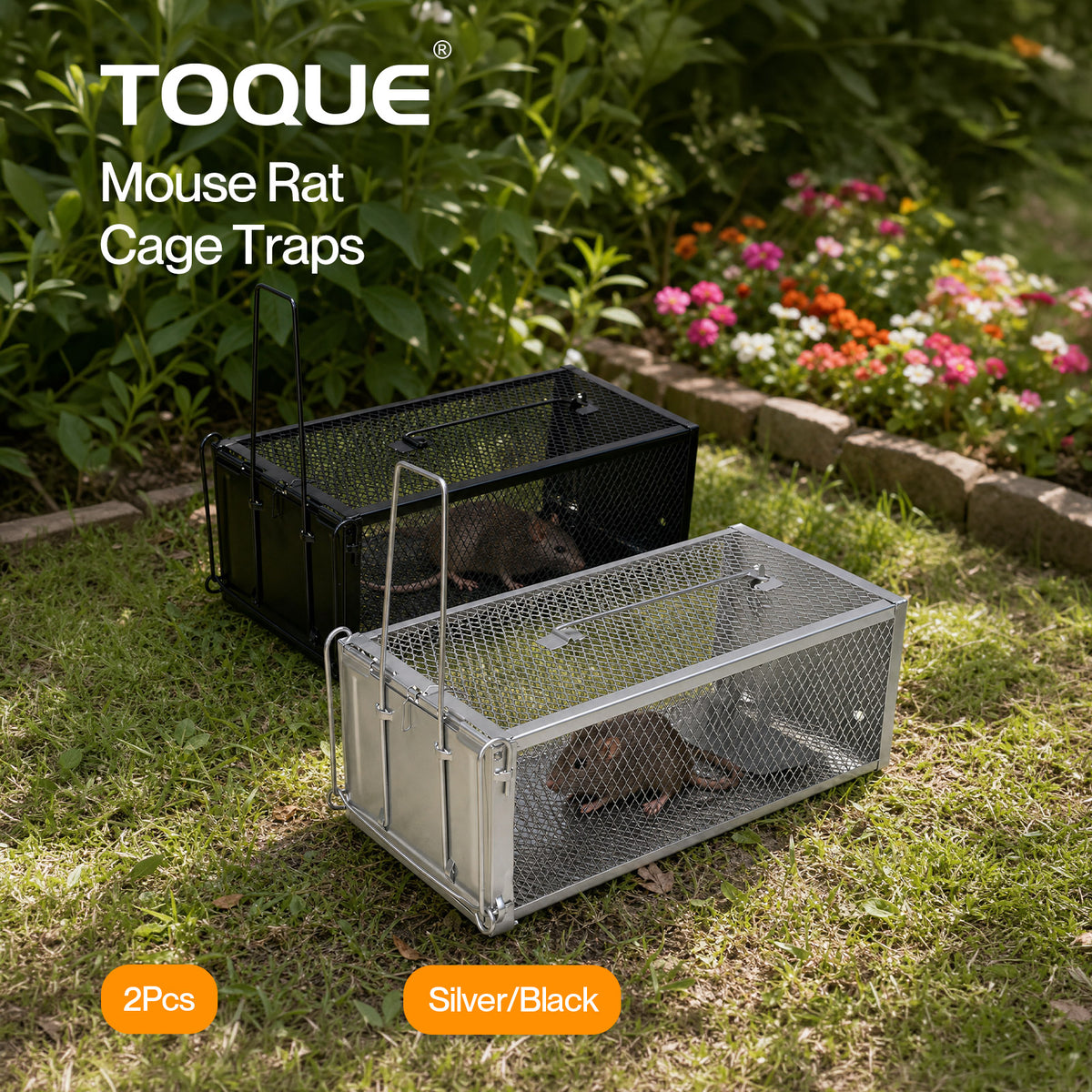TOQUE Humane Mouse Traps Live Catch Rodent Trap Auto Lock For outdoor 2pc