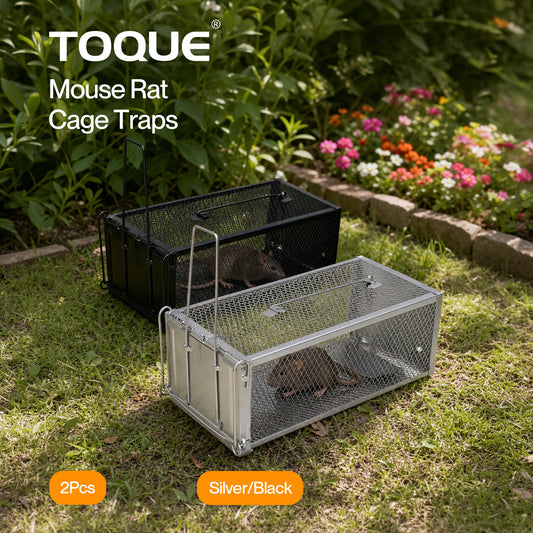 TOQUE Humane Mouse Traps Live Catch Rodent Trap Auto Lock For outdoor 2pc