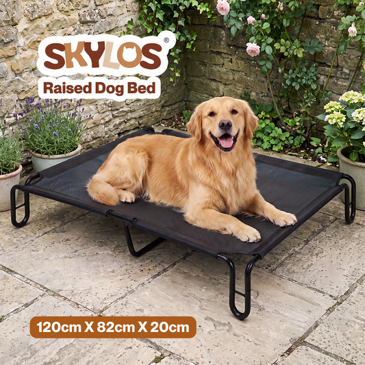 Skylos Elevated Dog Bed Large Breathable Mesh Cooling for Indoor Outdoor Black