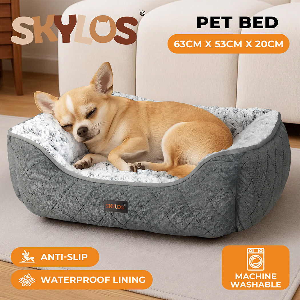 Skylos Pet Dog Cat Calming Bed Comfy Puppy Fluffy Cushion Plush Washable Large