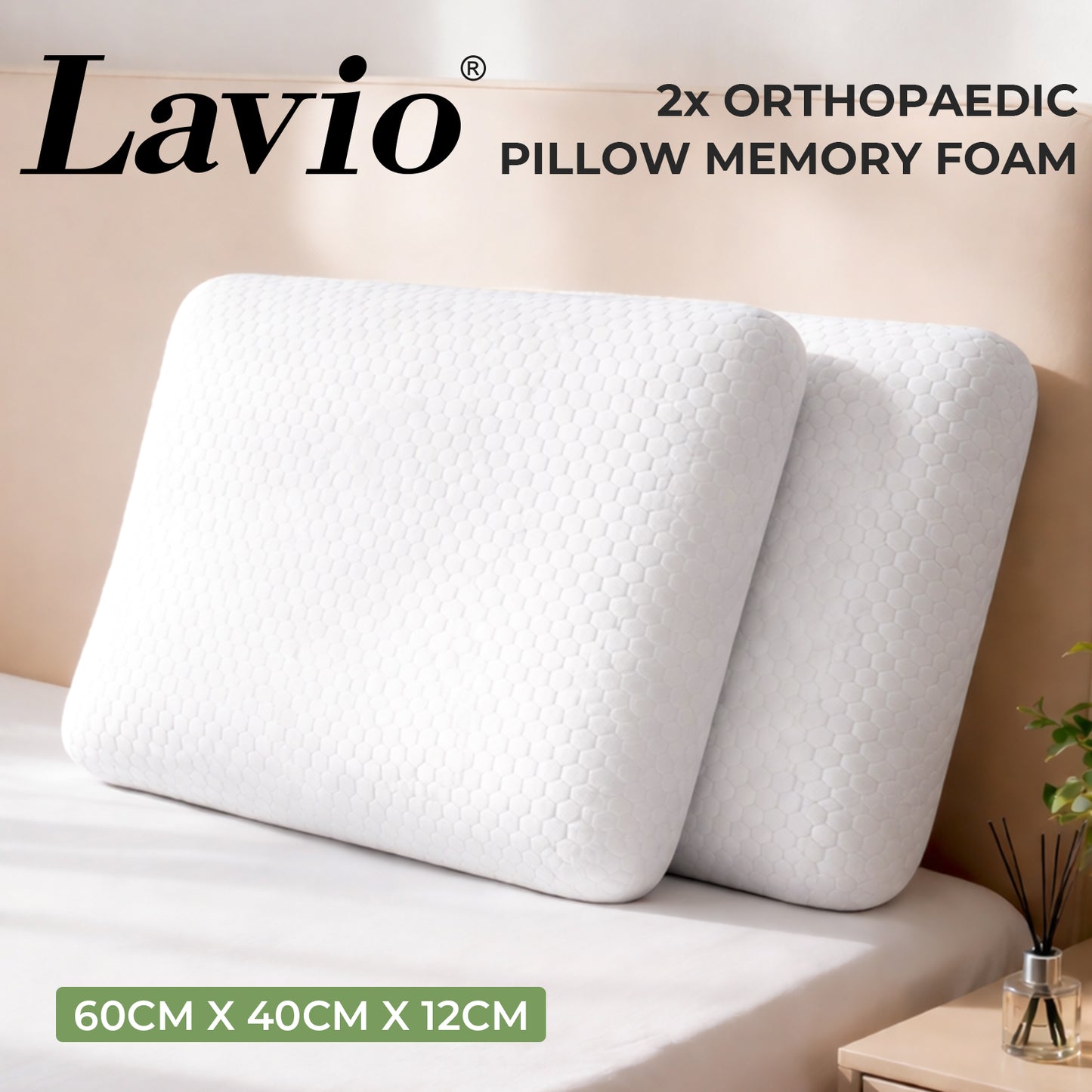 Lavio Pillows 2 Pack Cooling Gel Memory Foam Bounce Back for Neck Shoulder Back