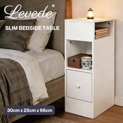 Levede  Bedside Tables Modern Nightstand White Storage Drawer Shelf for Bedroom