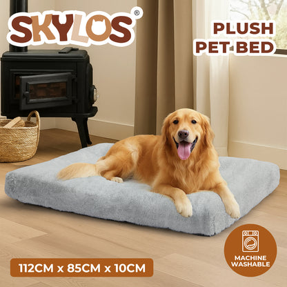Skylos Extra Large Dog Bed Mattress Plush Cushion Washable Pet Crate Pad Mat