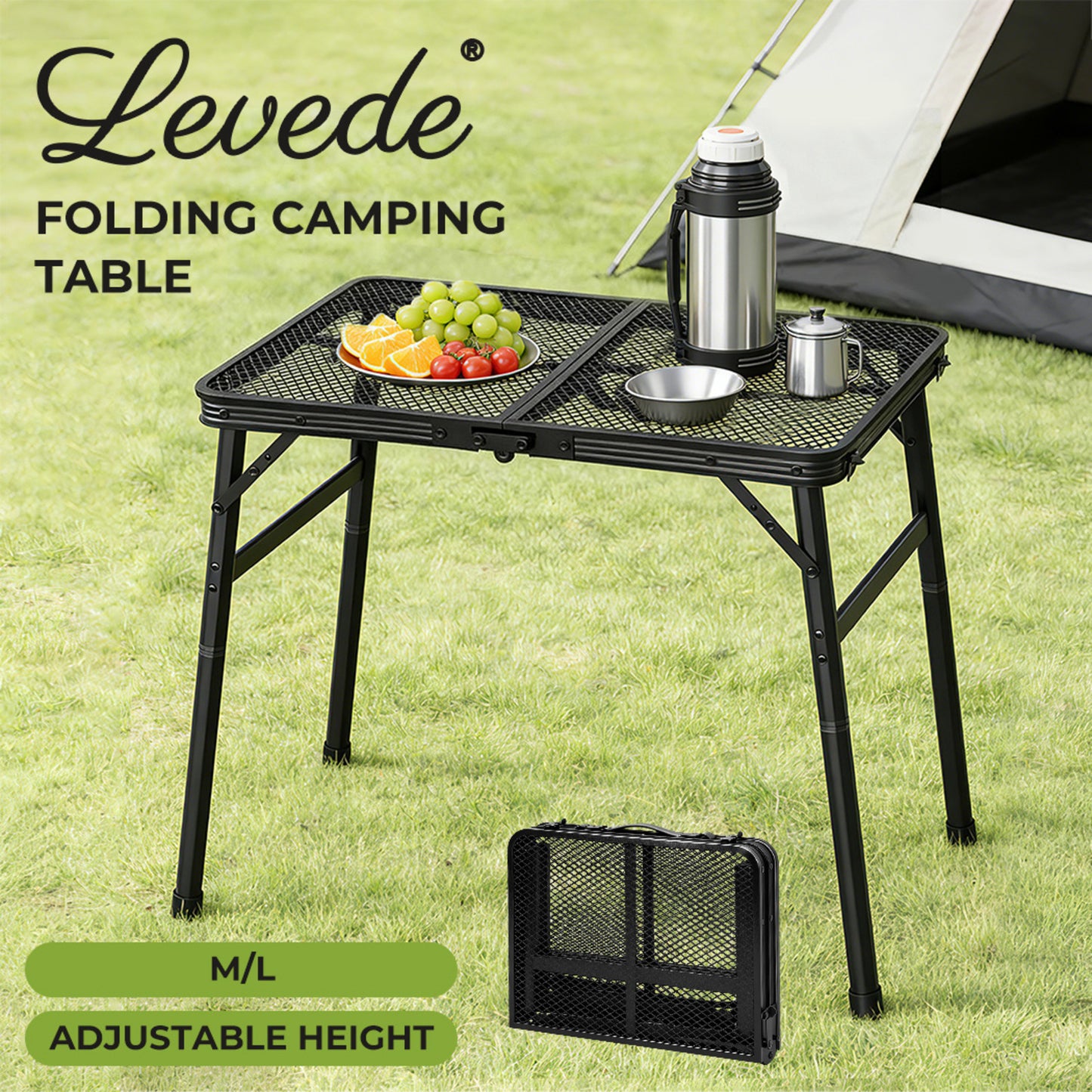Levede Folding Camping Table Adjustable Height Aluminium Picnic Desk Portable