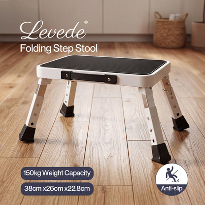 Levede Folding Step Stool Adjustable Non Slip Portable Foot Stool