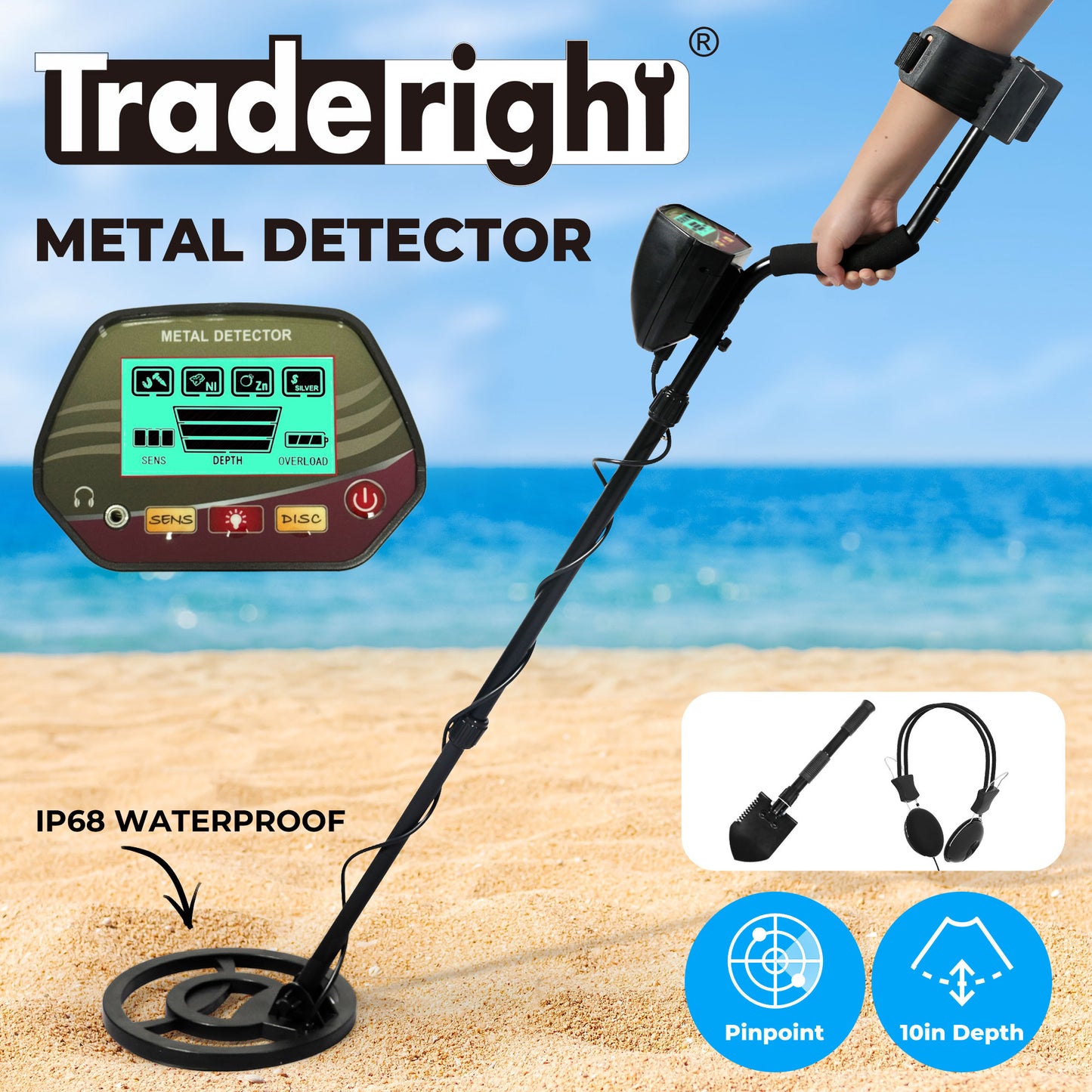 Traderight Metal Detector Professional Waterproof for Beginner 4 Search Mode