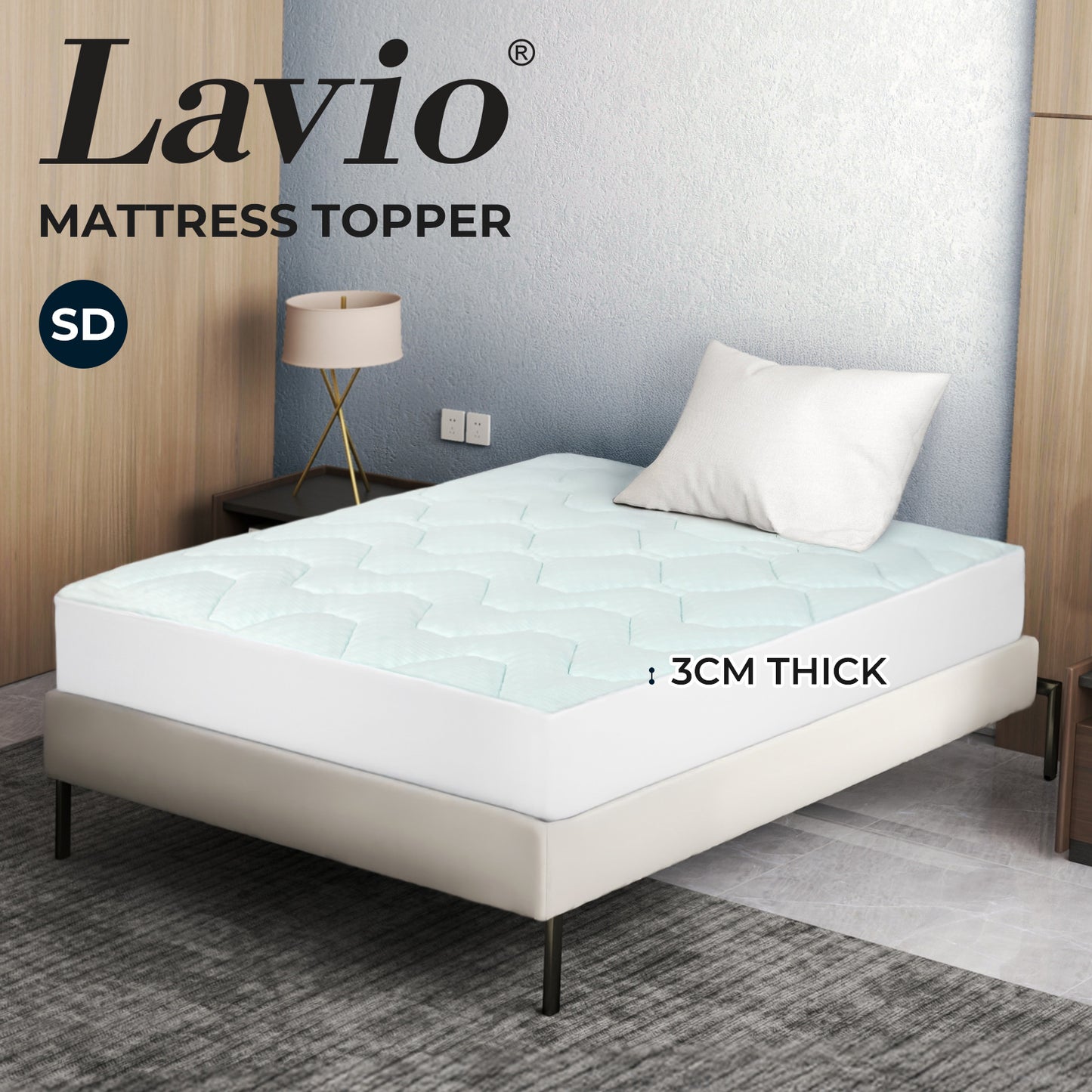 Lavio Mattress Topper Pillowtop Protector Memory Foam Bamboo Cover Small Double