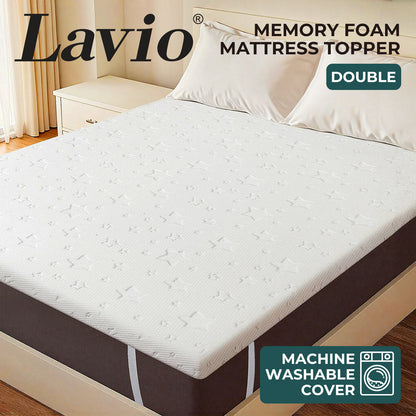 Lavio Double Mattress Topper 5cm Memory Foam Bamboo Charcoal Washable Non Slip