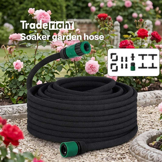 Traderight Soaker Hose 50m Drip Irrigation Deep Root Watering For Gardens Black