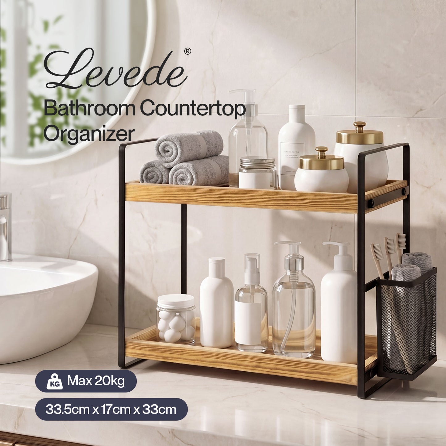 Levede Bathroom Organiser Countertop 2 Tier Perfume Skincare Storage Shelf