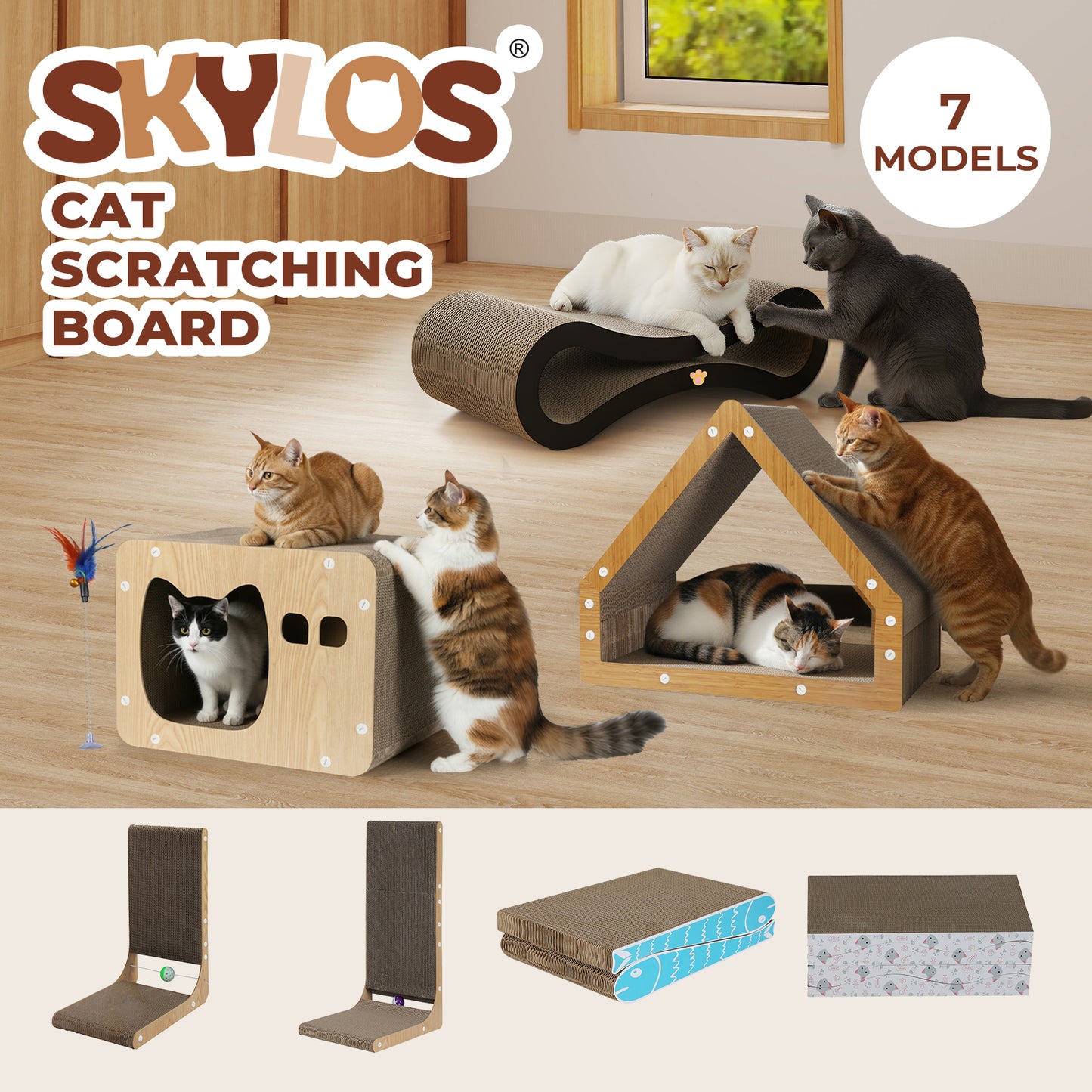 Skylos Cat Scratching Board Durable Recyclable Cardboard Scratcher Lounge Bed