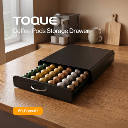 TOQUE Coffee Pod Holder Drawer for Nespresso Capsules 60 Pod Storage Stand Rack