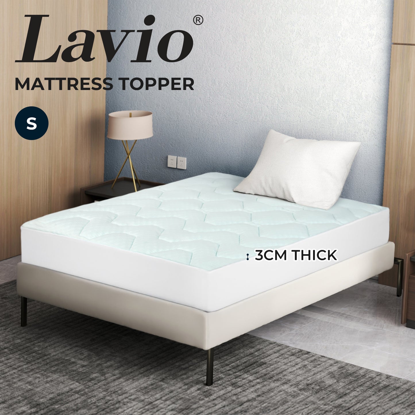 Lavio Mattress Topper Pillowtop Memory Foam Bamboo Cover Bed Protector Single