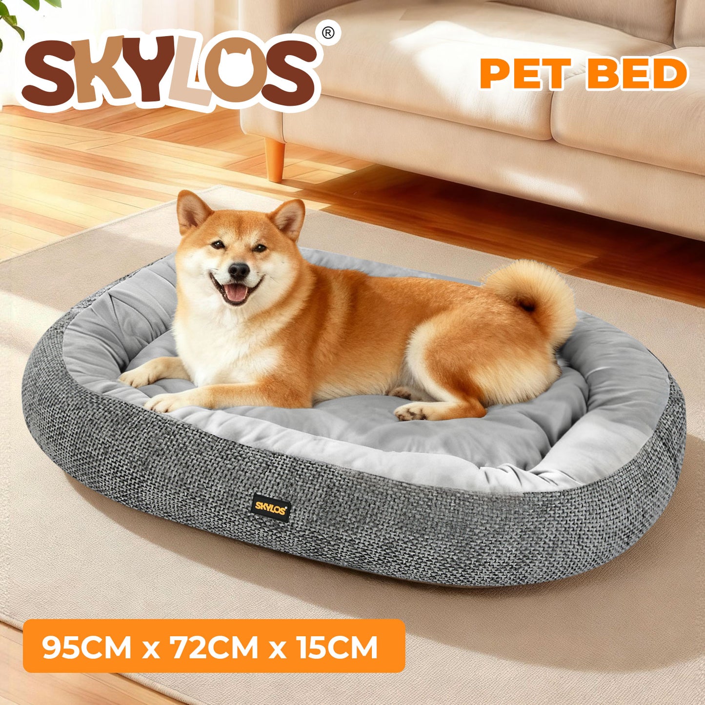 Skylos Pet Bed Large Washable Plush Orthopedic Pet Sofa Cushion Mat Soft Indoor
