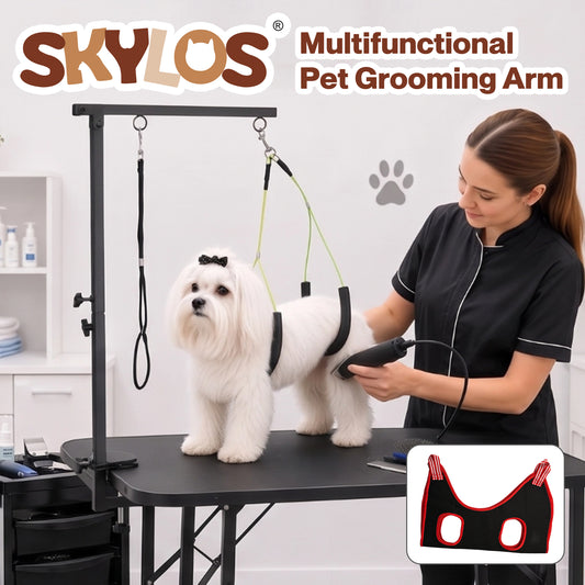 Skylos Dog Grooming Table Arm Adjustable 270° Steel Clamp Hammock for Home Black