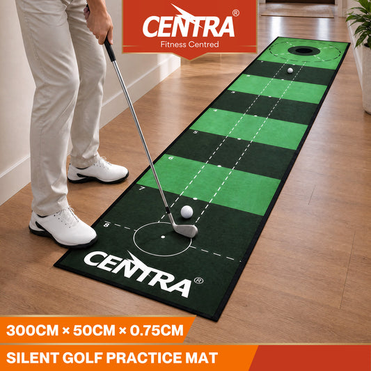 Centra Golf Putting Mat 3m Indoor Practice Non Slip Backing for Office Green