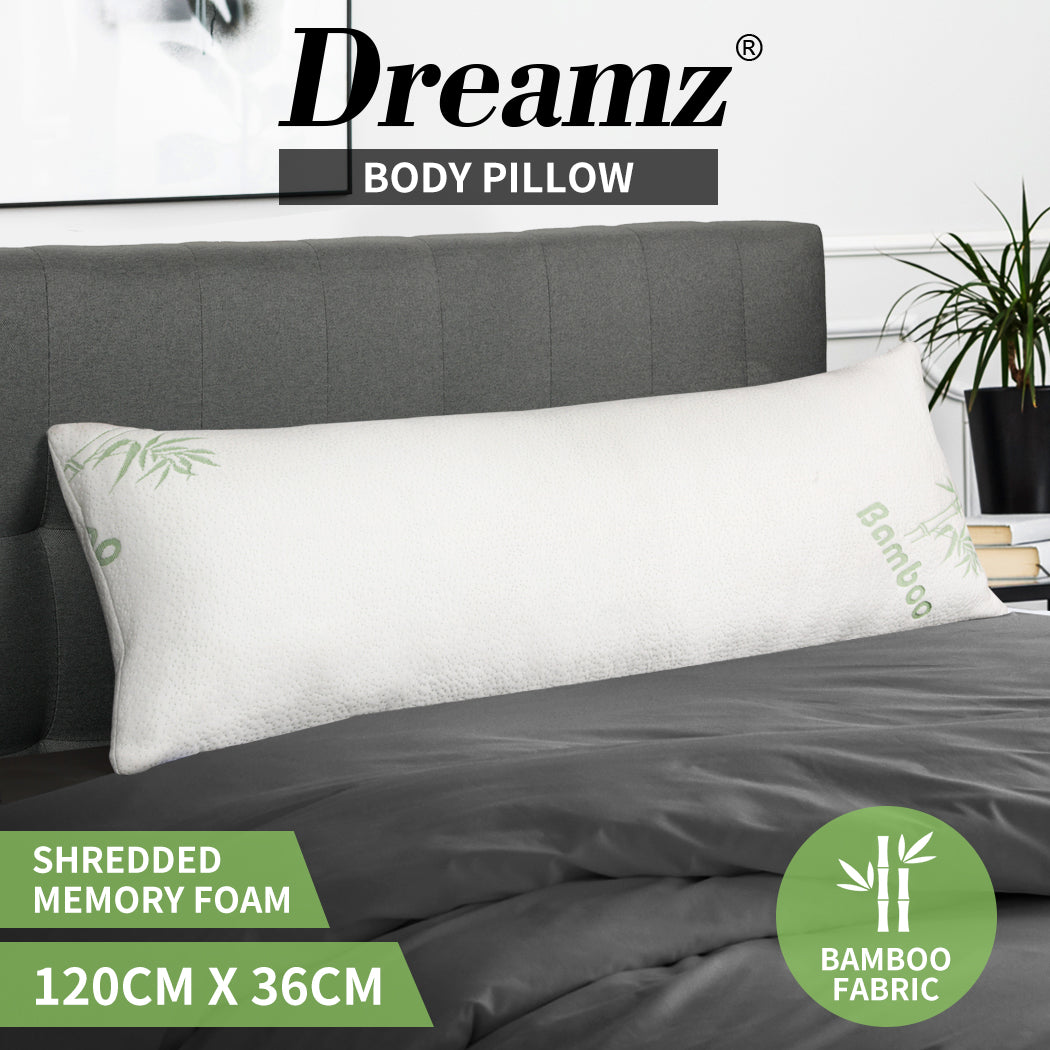 Dreamz Body Pillow Memory Foam Long Full Cushion Sleep Maternity Nursing Support