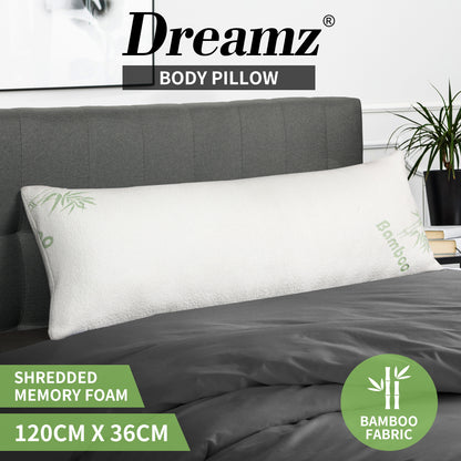 Dreamz Body Pillow Memory Foam Long Full Cushion Sleep Maternity Nursing Support