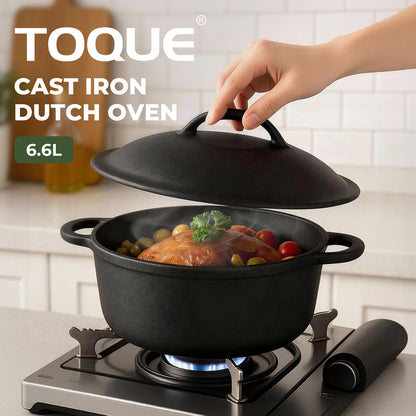 Toque 6.6L Cast Iron Dutch Oven Heavy Duty Casserole Dish Pot Stockpot With Lid