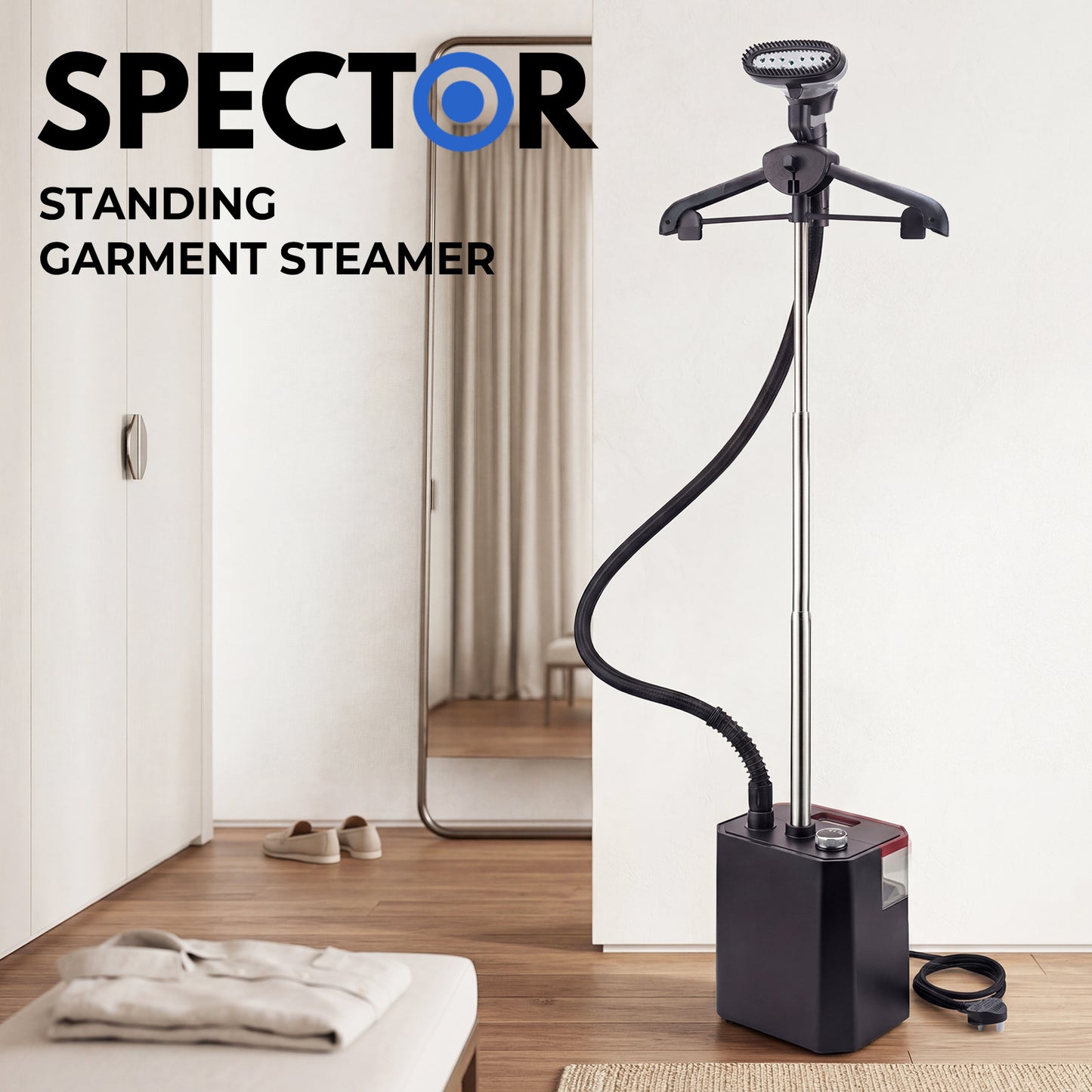 Spector Garment Steamer Standing Clothes Steamer 2200W Wrinkle Remover 3 Levels