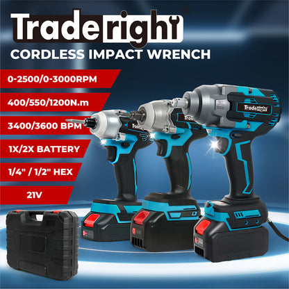 TraderightÂ 21VÂ CordlessÂ BrushlessÂ ImpactÂ Wrench DriverÂ 550/1200N.m 4.0AhÂ Battery