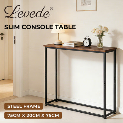 Console Hall Table Slim Wooden Entryway Hallway Sofa Display Shelf Metal Frame
