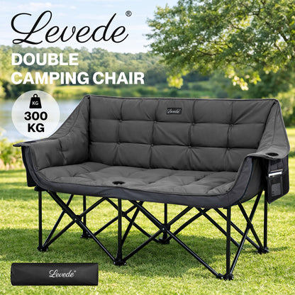 Levede Double Camping Chair 2 Seater Folding Outdoor Loveseat Garden Sofa Seat