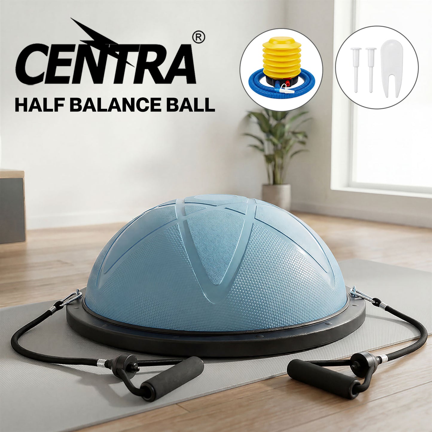 Centra Balance Trainer Ball with Resistance Bands Pump Anti Burst Fitness Home