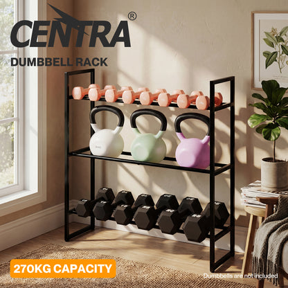 Centra 3 Tier Dumbbell Rack Adjustable Heavy Duty Steel Weight Storage Stand
