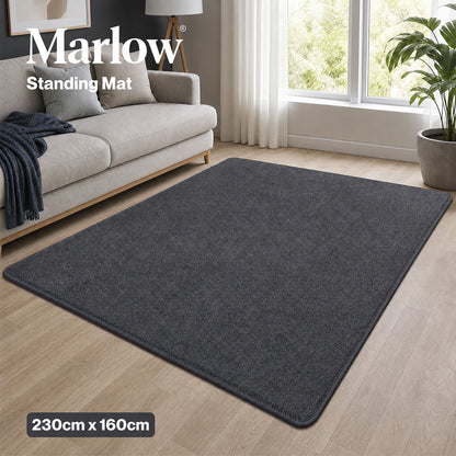 Marlow Rugs Living Room Faux Wool Carpet Rebound Foam Non Slip Washable Grey