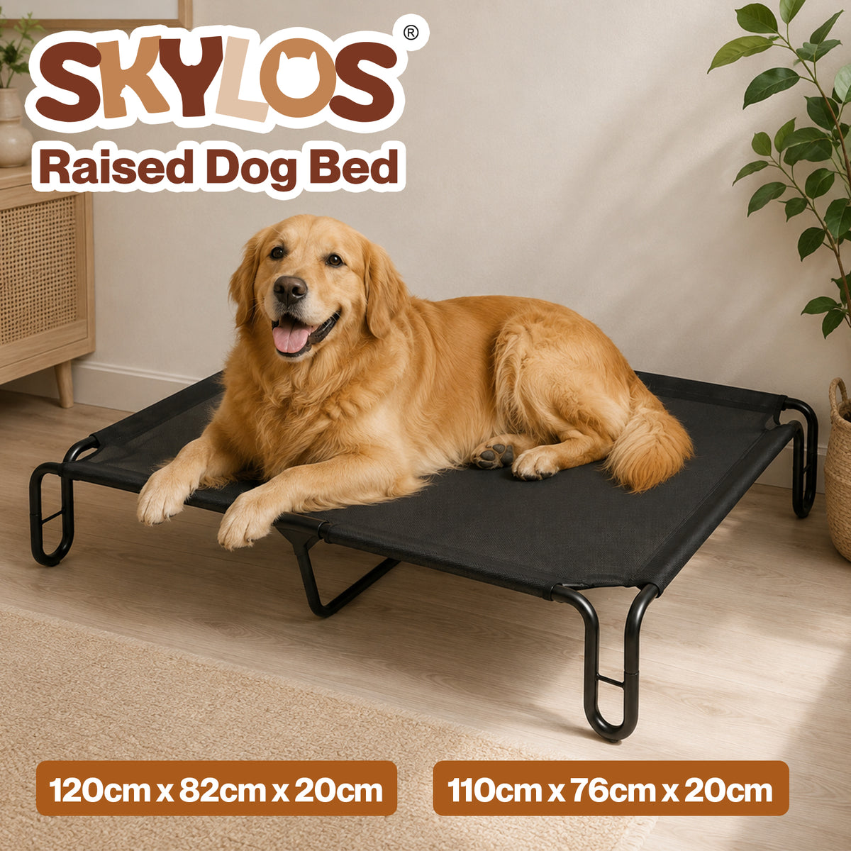 Skylos Elevated Dog Bed Large Breathable Mesh Cooling for Indoor Outdoor