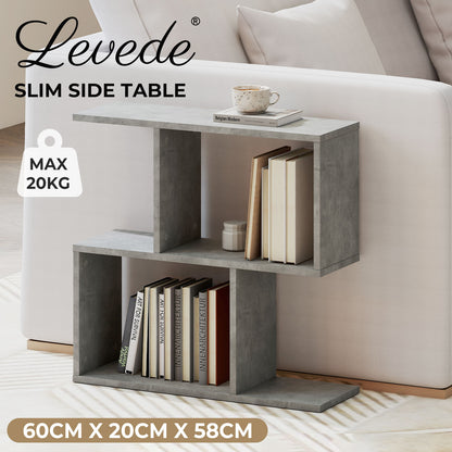 Narrow Side Table Slim End Sofa Table with Living Room Storage 20cm Modern Grey