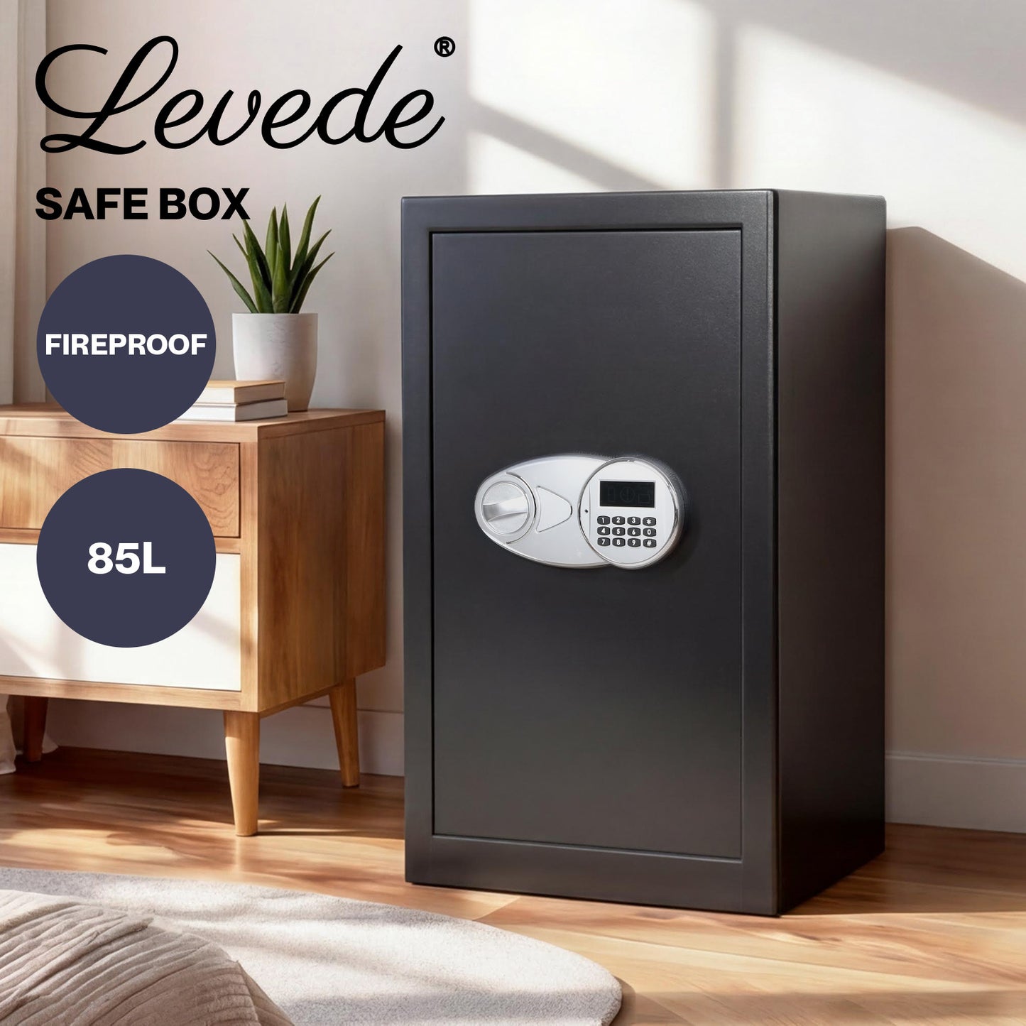 Levede Digital Safe Box Large Fireproof with Key Password Home Office  Security