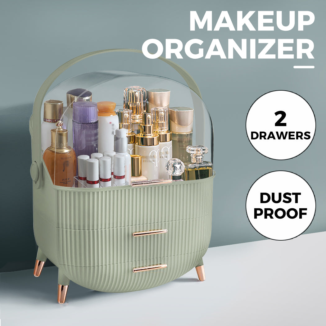 ilus Makeup Organizer Case Drawer Portable Cosmetic Jewellery Storage Box Light Green